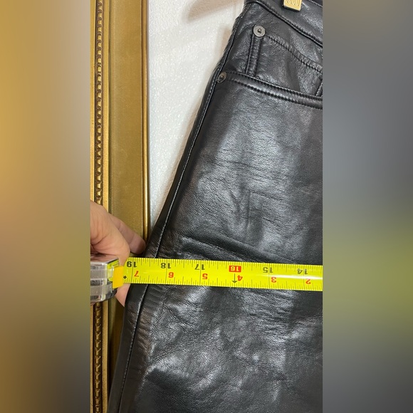 AGOLDE‼️💯Leather Sleek Black Straight Leg Jeans - Picture 7 of 13